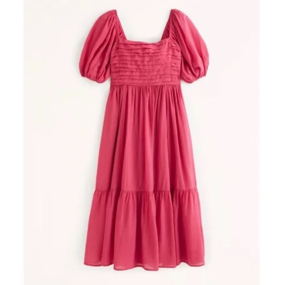 NWT Abercrombie & Fitch Emerson Poplin Puff Sleeve Midi Dress